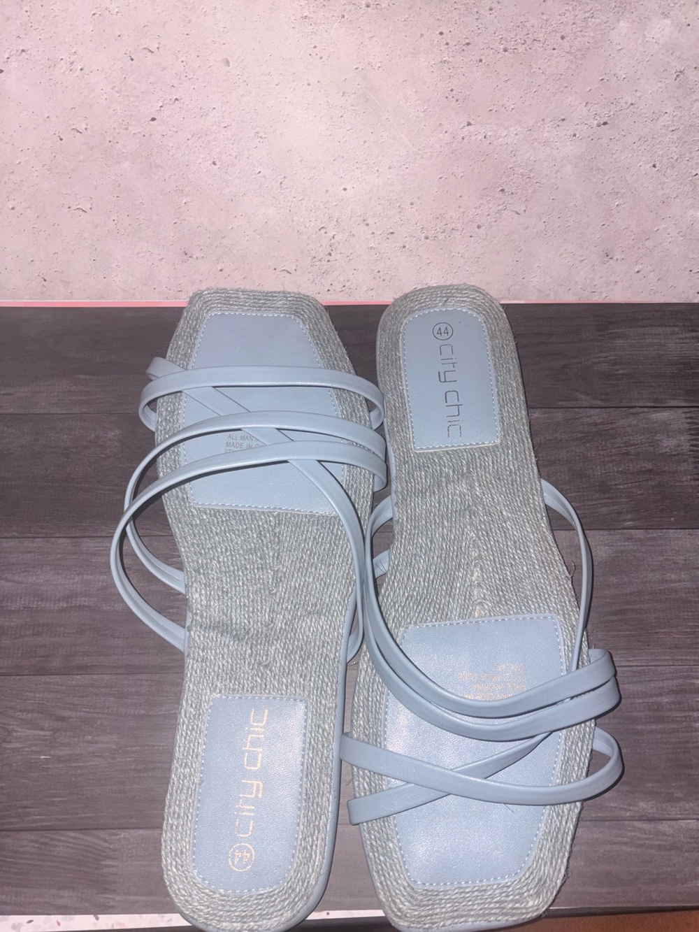 City Chic Pale Blue Strappy Slide Mules